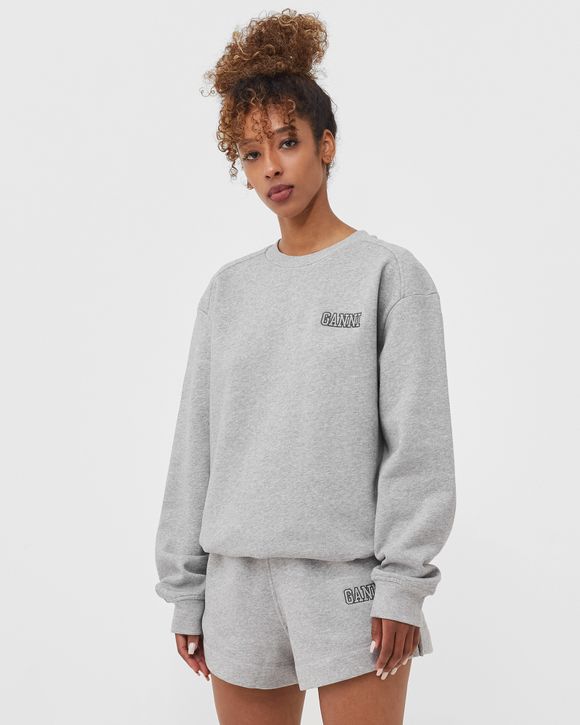 Ganni Drop Shoulder Sweatshirt Grey - PALOMA MELANGE