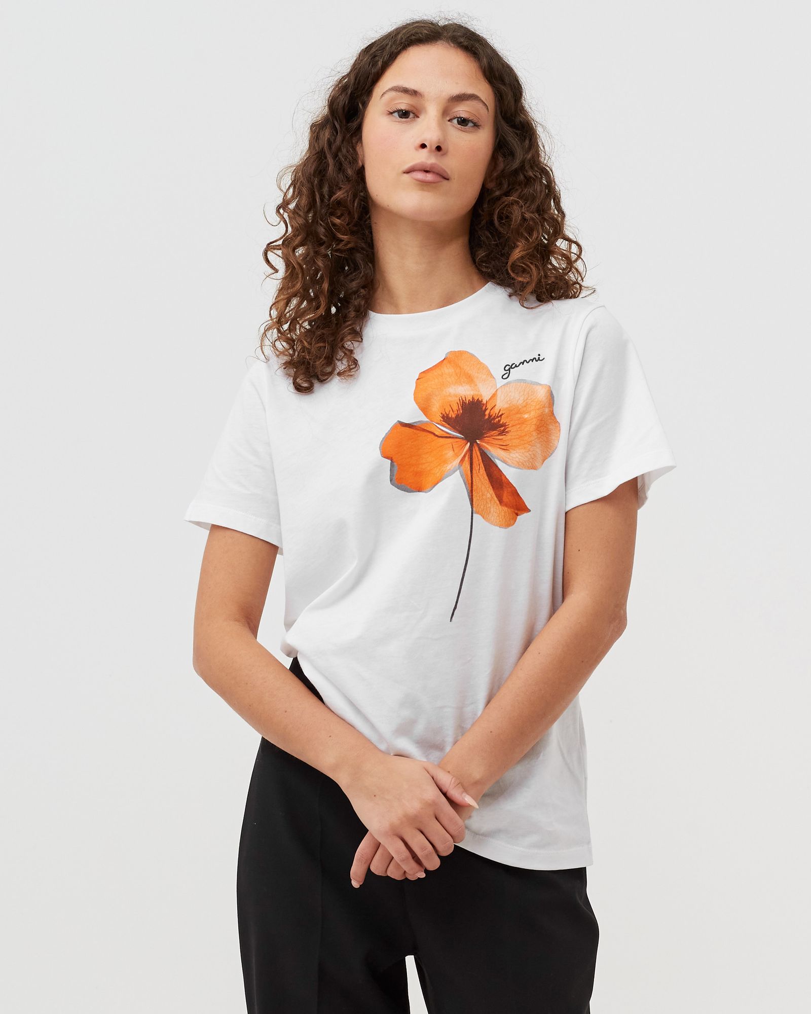 Light Cotton Jersey O-neck Flower Tee