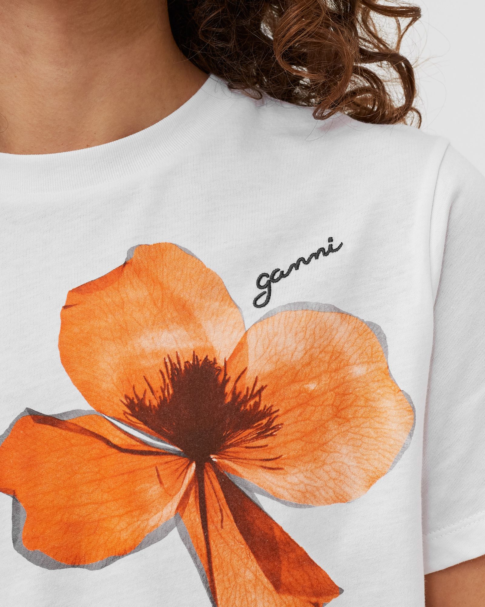 Light Cotton Jersey O-neck Flower Tee