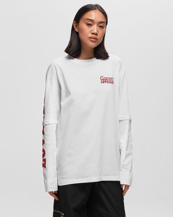 Layered Long Sleeve T-Shirt in Bright White