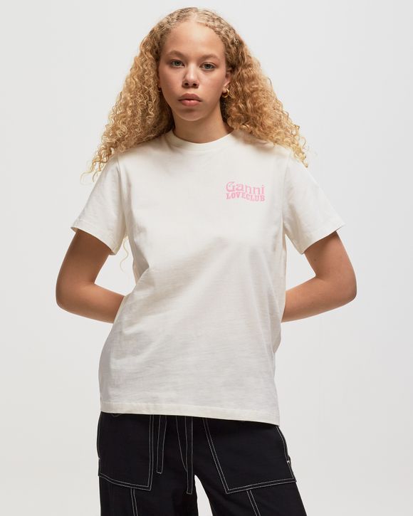 Ganni WMNS Basic Jersey Nightclub Relaxed T-shirt White - EGRET