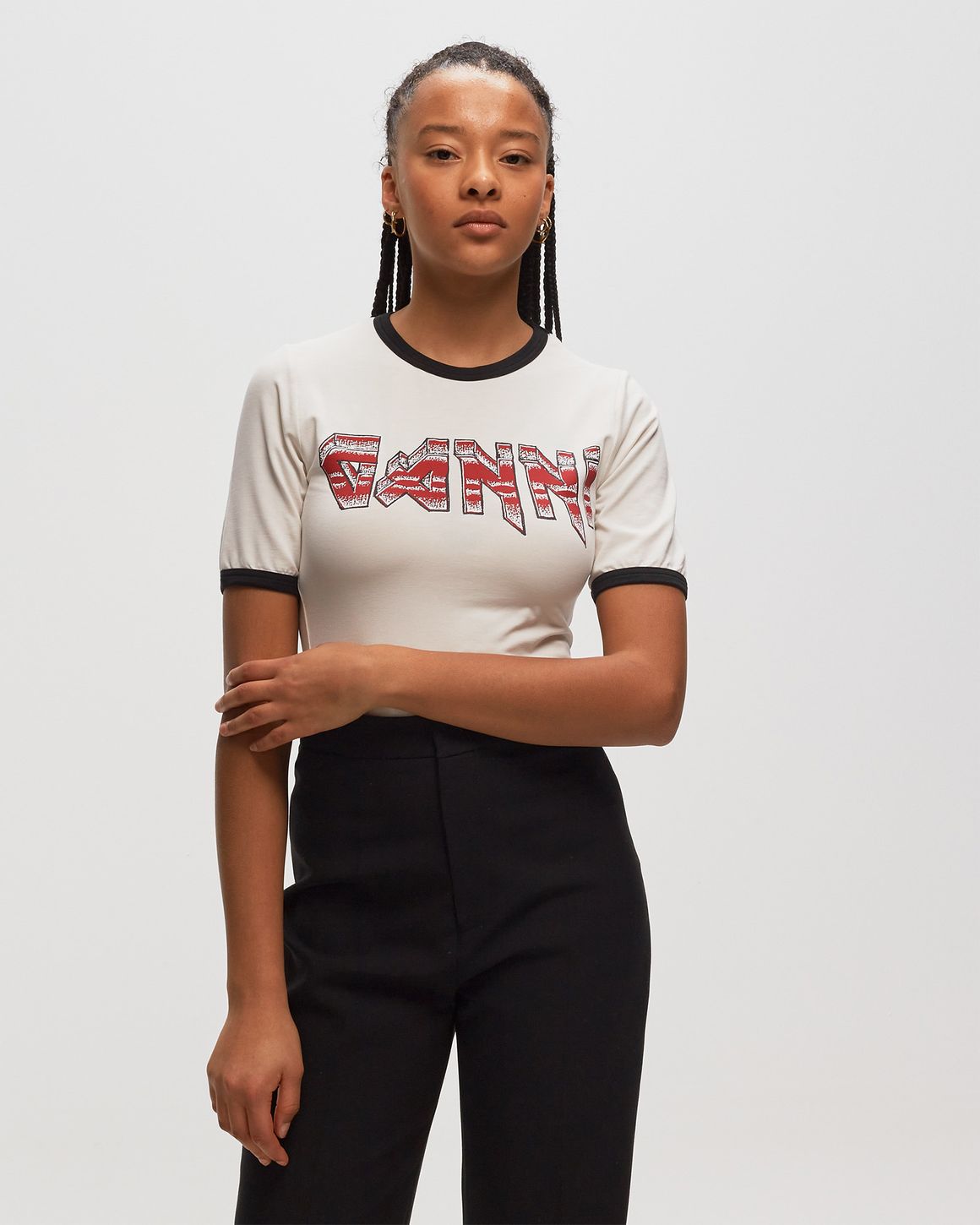 Ganni WMNS Light Stretch Jersey Ganni Fitted T-shirt Red