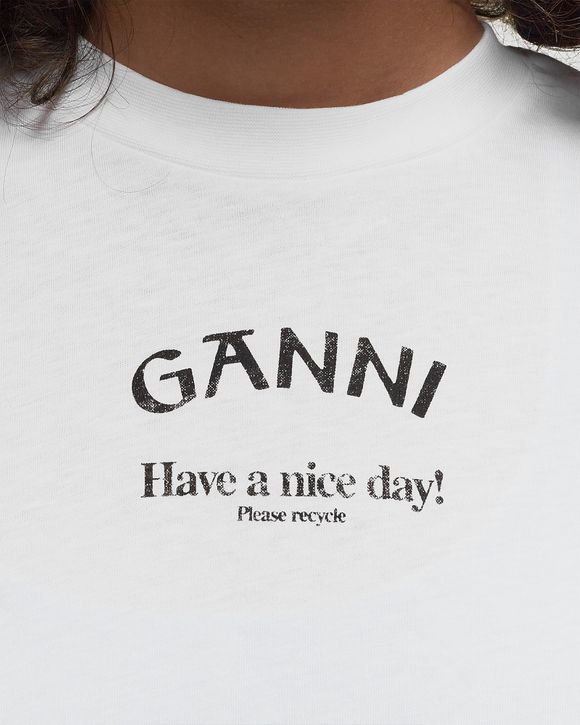 Ganni Thin Jersey Relaxed O-neck T-shirt White - BRIGHT WHITE