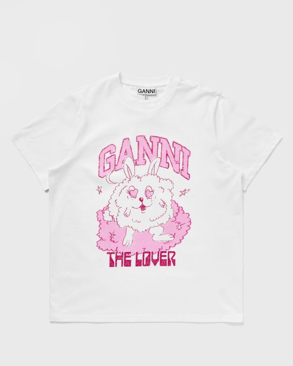 Ganni University Of Love Graphic-print Organic-cotton-jersey T-shirt In  Bright White