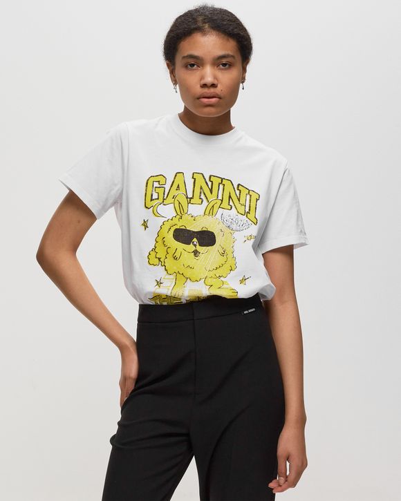 Ganni WMNS Basic Jersey Dance Bunny Relaxed T-Shirt White - BRIGHT WHITE