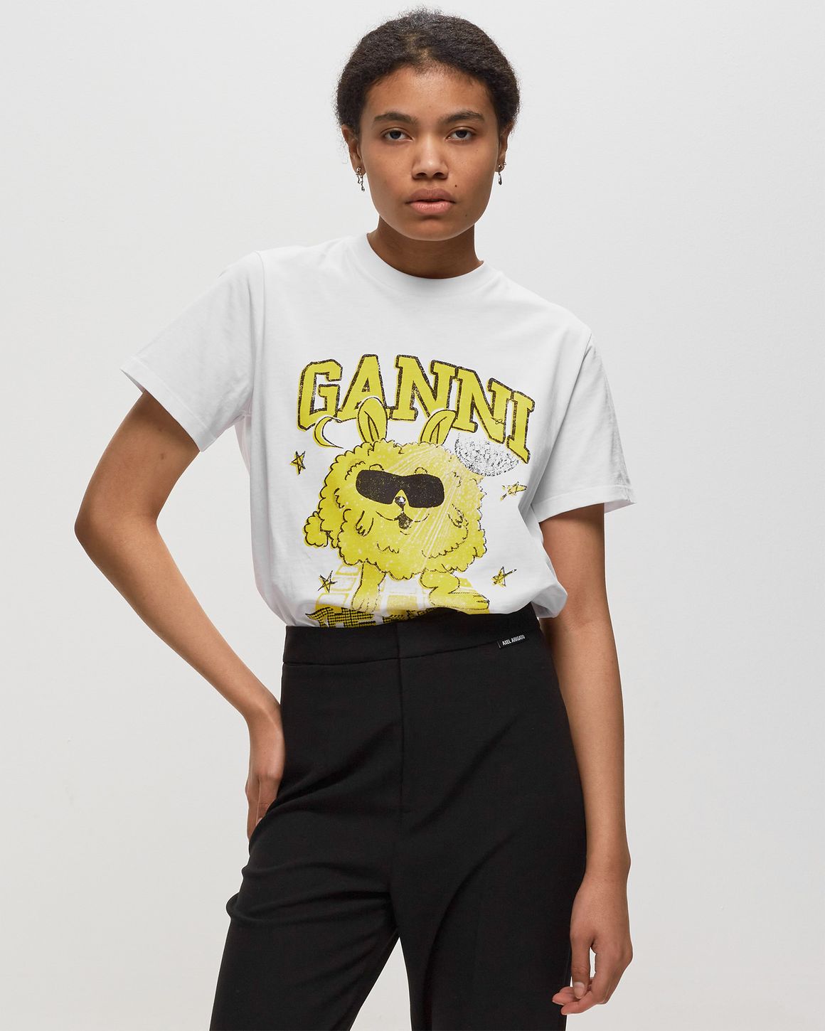 Ganni WMNS Basic Jersey Dance Bunny Relaxed T-Shirt White