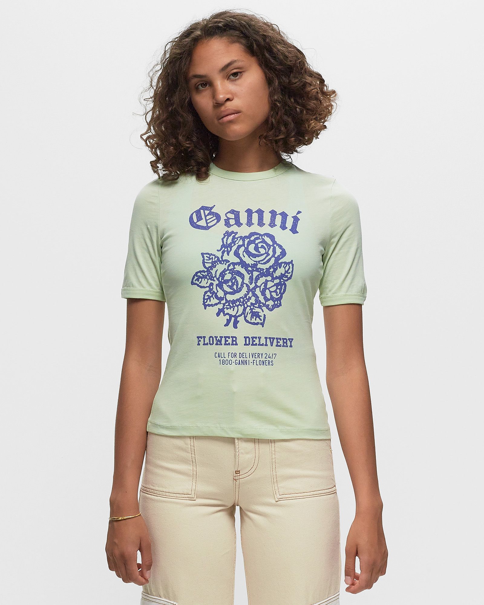 Light Cotton Jersey Flower Fitted T-shirt