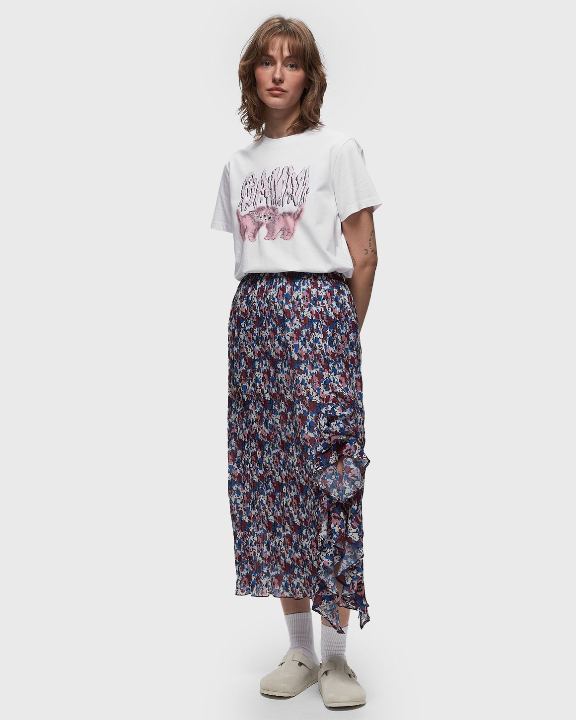 GANNI｜ (BASIC JERSEY LOVE CATS RELAXED T-SHIRT (T3917 1 Ganni Basic Jersey Cats Relaxed Tee White | BSTN Store