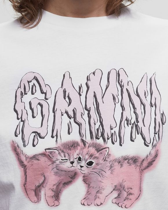 Ganni Basic Jersey Cats Relaxed Tee White