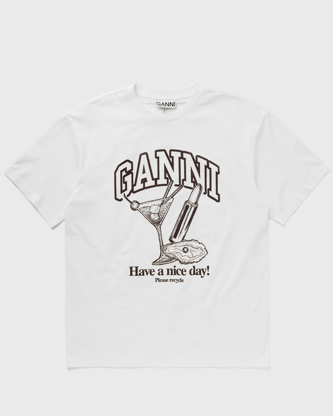 【関税&送料込】Ganni Ganni T-Shirt 関税込☆GANNI☆(W) Ganni Love Club T-Shirt Bright White Pink
