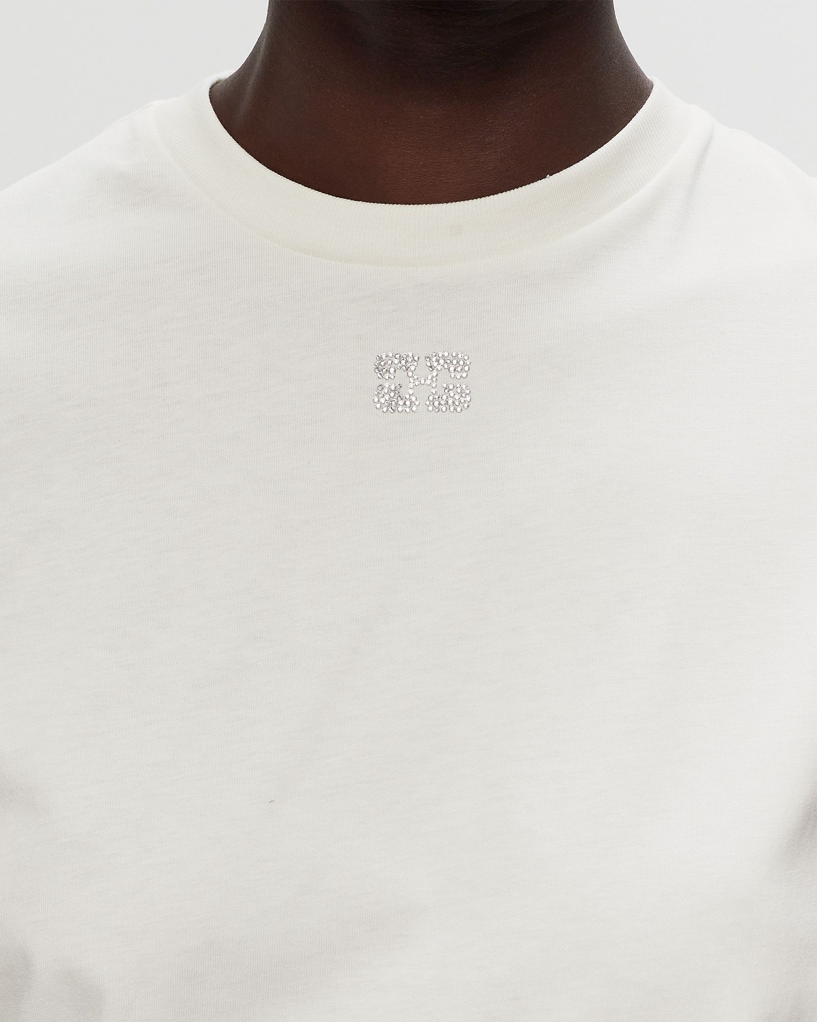 White Basic Jersey Rhinestone Relaxed T-Shirt