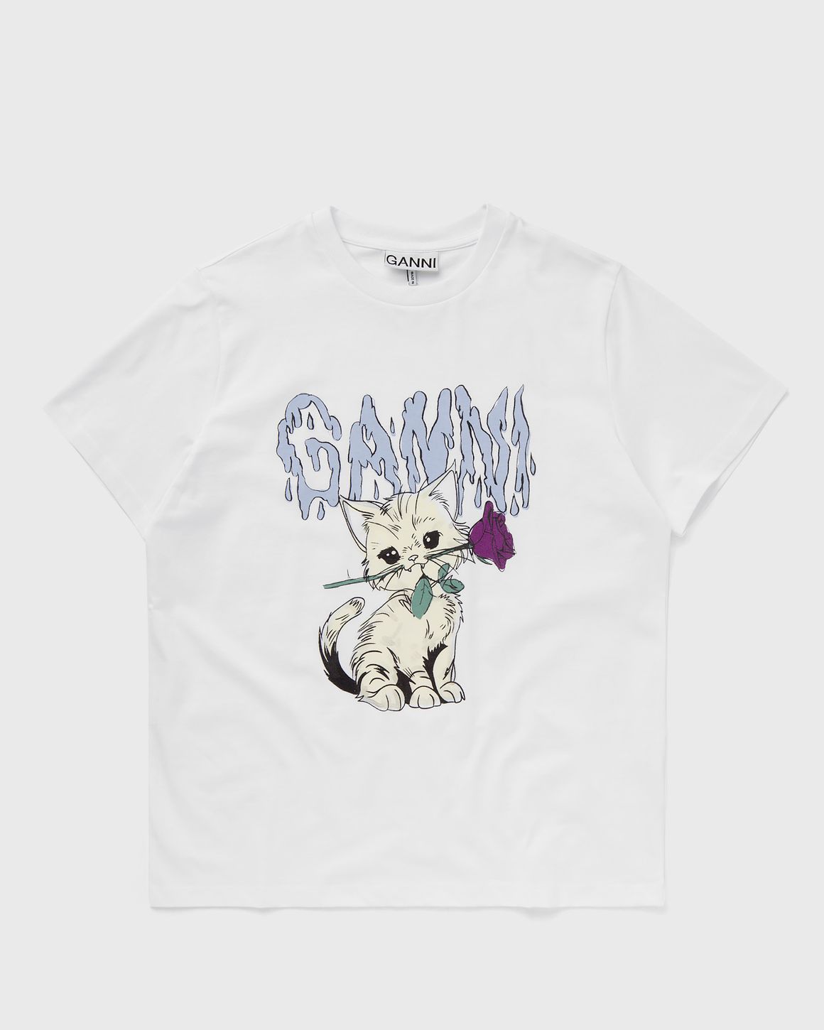 Ganni Basic Jersey Rose Cat Relaxed T-shirt White | BSTN Store