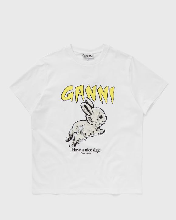 Ganni Basic Jersey Bunny Relaxed T-shirt White - BRIGHT WHITE