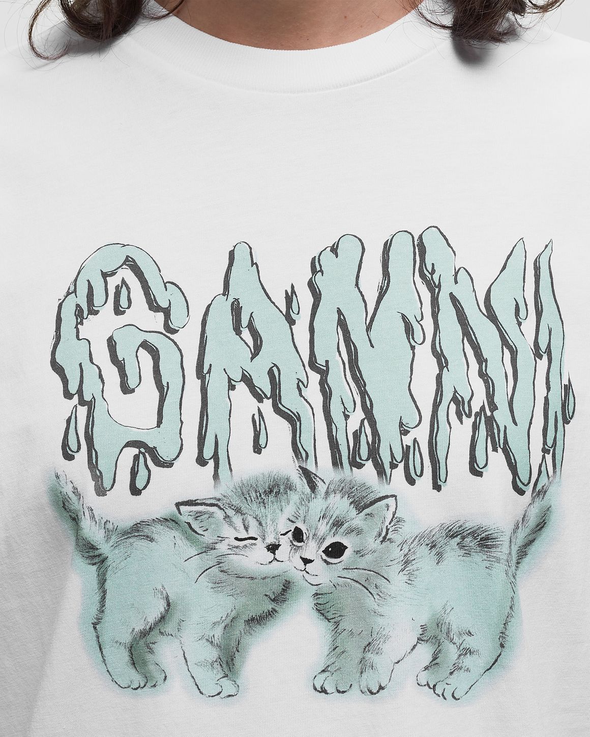 ★人気★【GANNI】BASIC JERSEY LOVE CATS RELAXED Tシャツ Ganni | Basic Jersey Love Cats Relaxed T-Shirt | Women