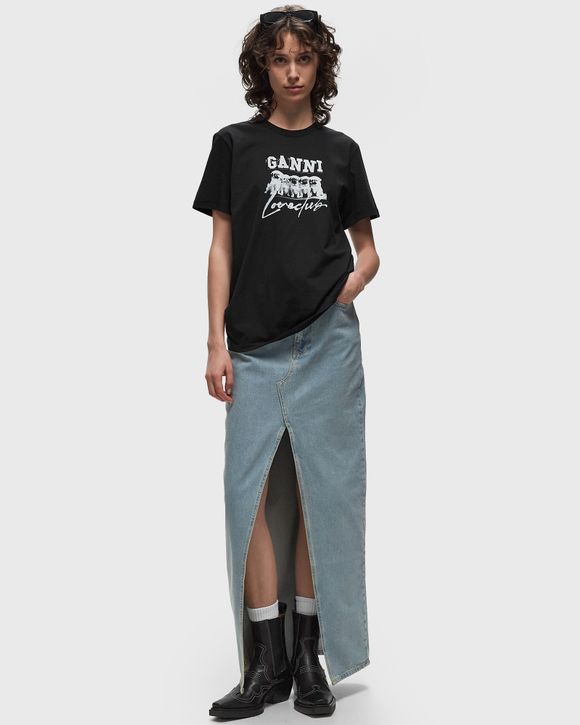 Ganni Thin Jersey Puppy Love Relaxed Tee Black | BSTN Store