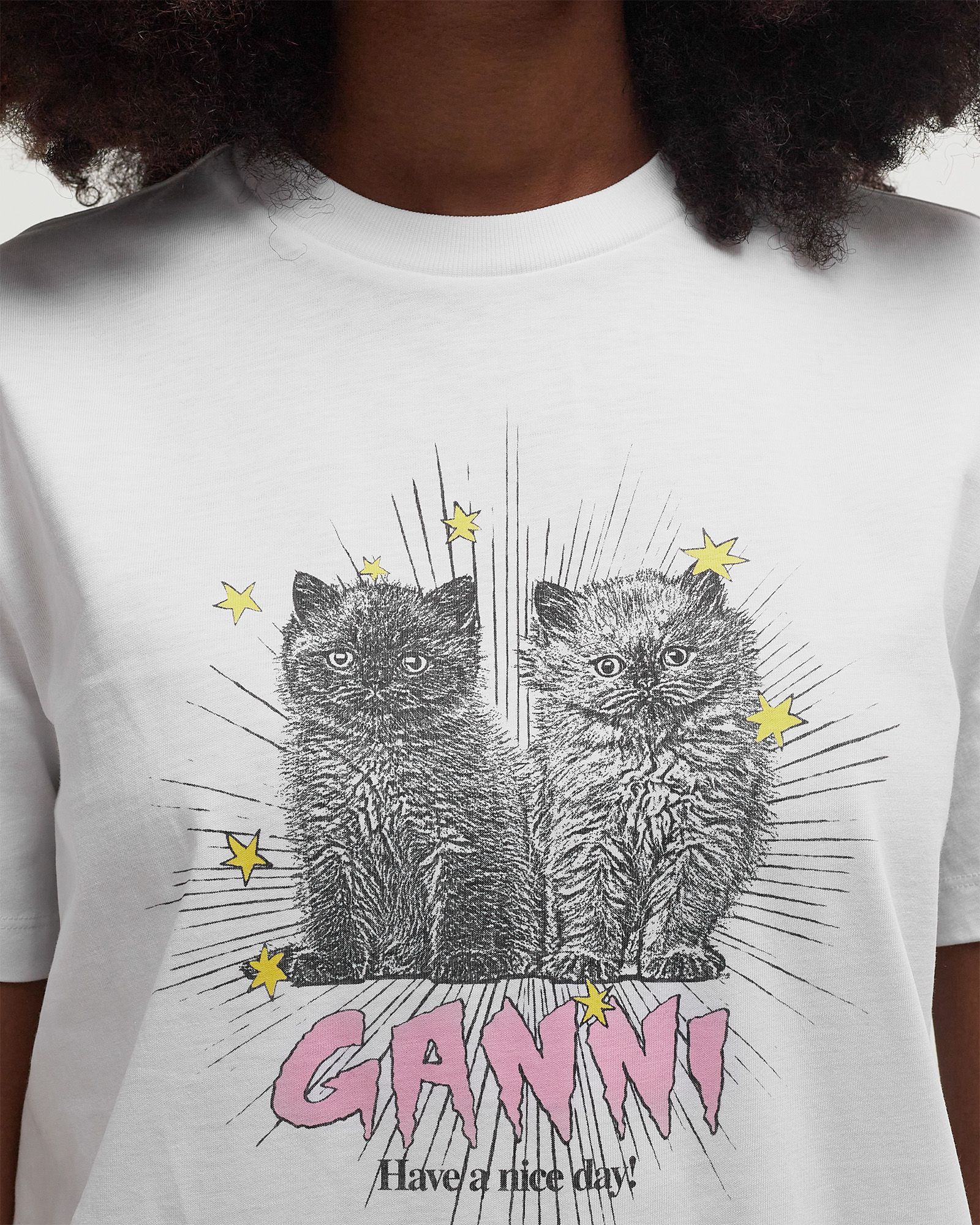 Ganni Basic Jersey Kittens Relaxed T-shirt White | BSTN Store