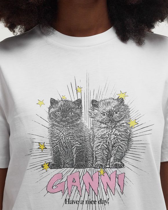 ● GANNI ● Kittens T-shirt T4060 151 Ganni Basic Jersey Kittens Relaxed T-shirt White | BSTN Store