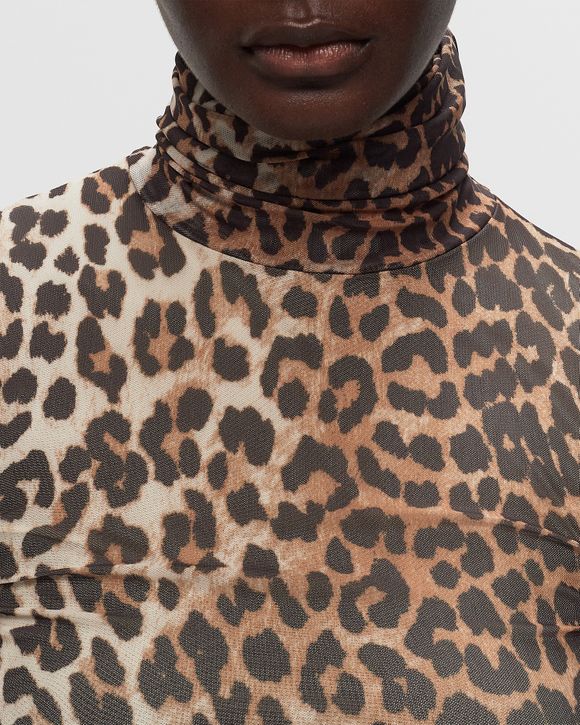 Printed Mesh Long Sleeve Rollneck