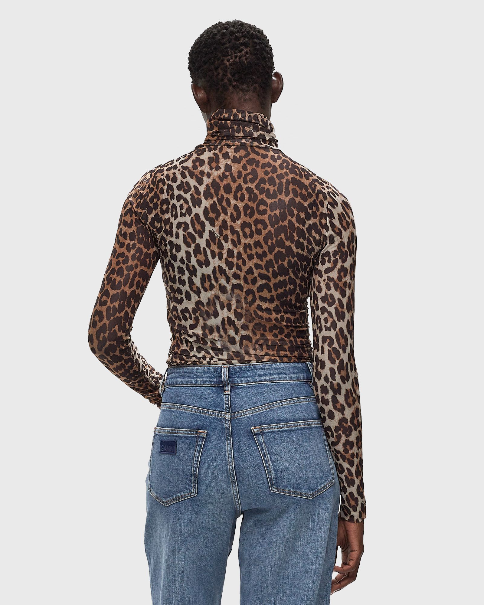 Printed Mesh Long Sleeve Rollneck