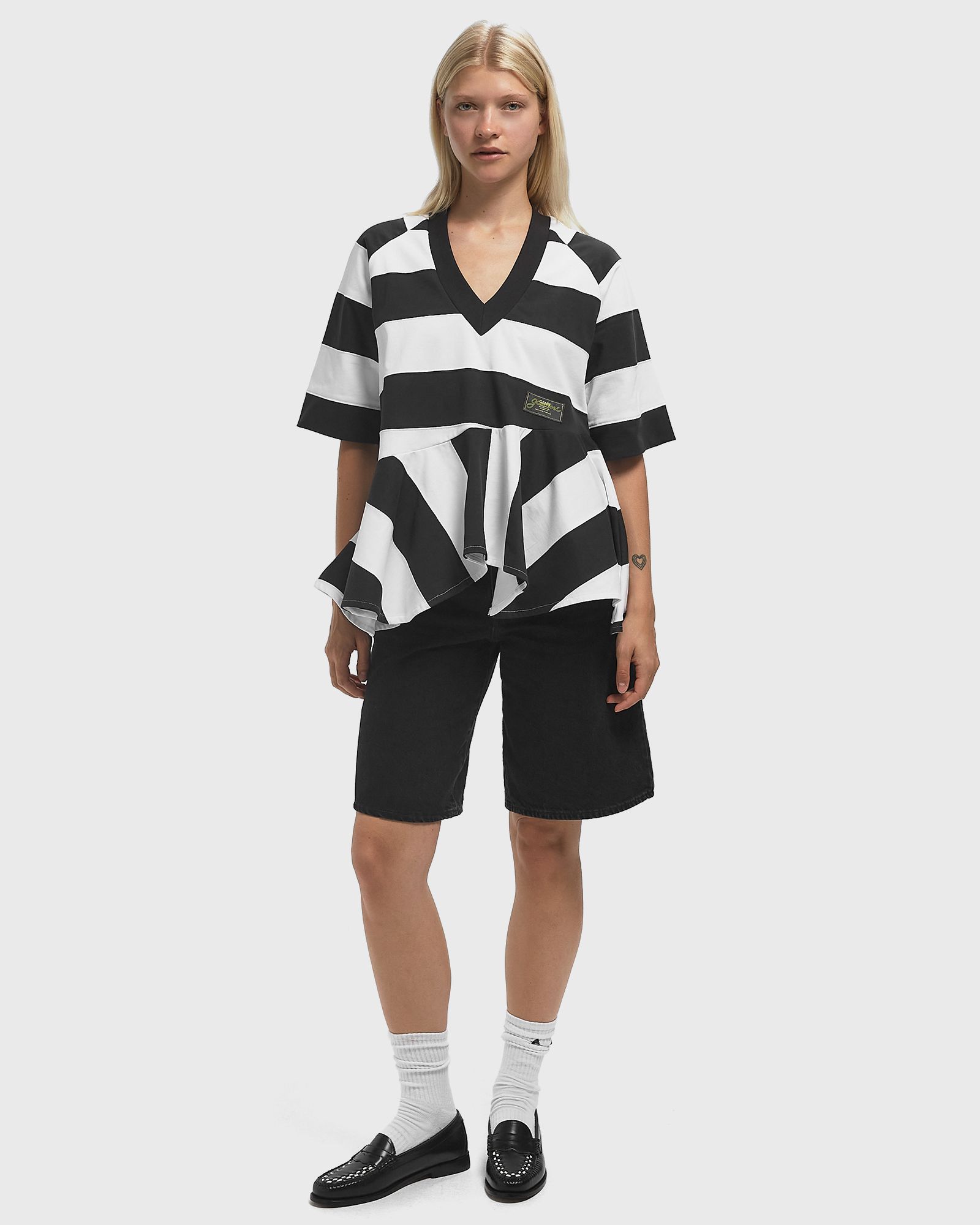 Striped Heavy Cotton Peplum T-shirt