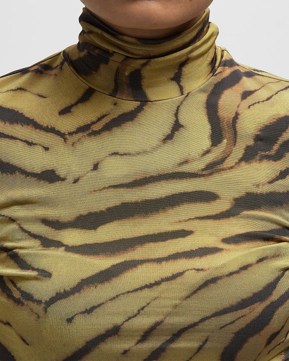 Printed Shiny Jersey Turtleneck