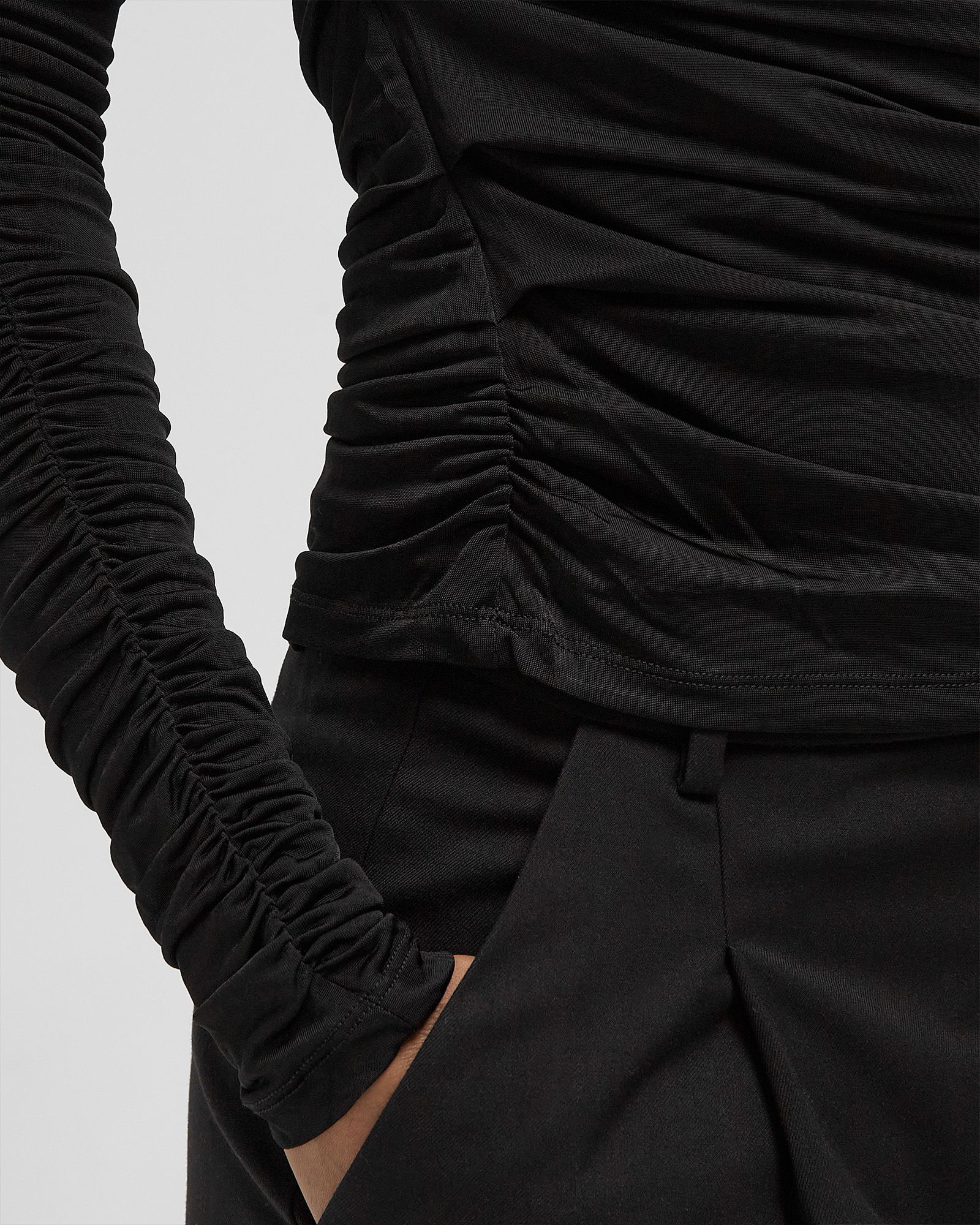 Shiny Jersey Ruched Top