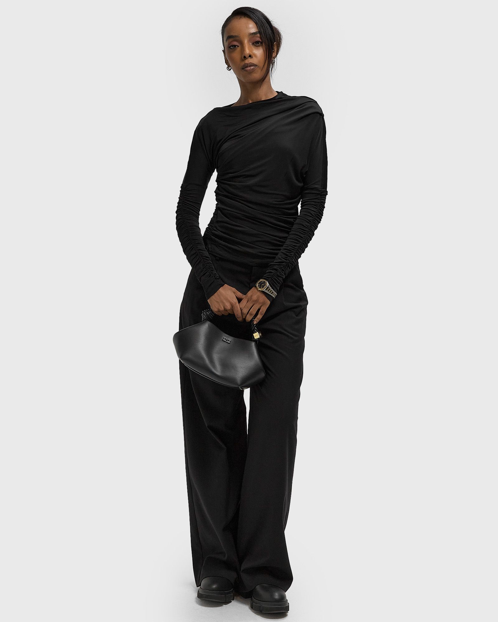 Shiny Jersey Ruched Top