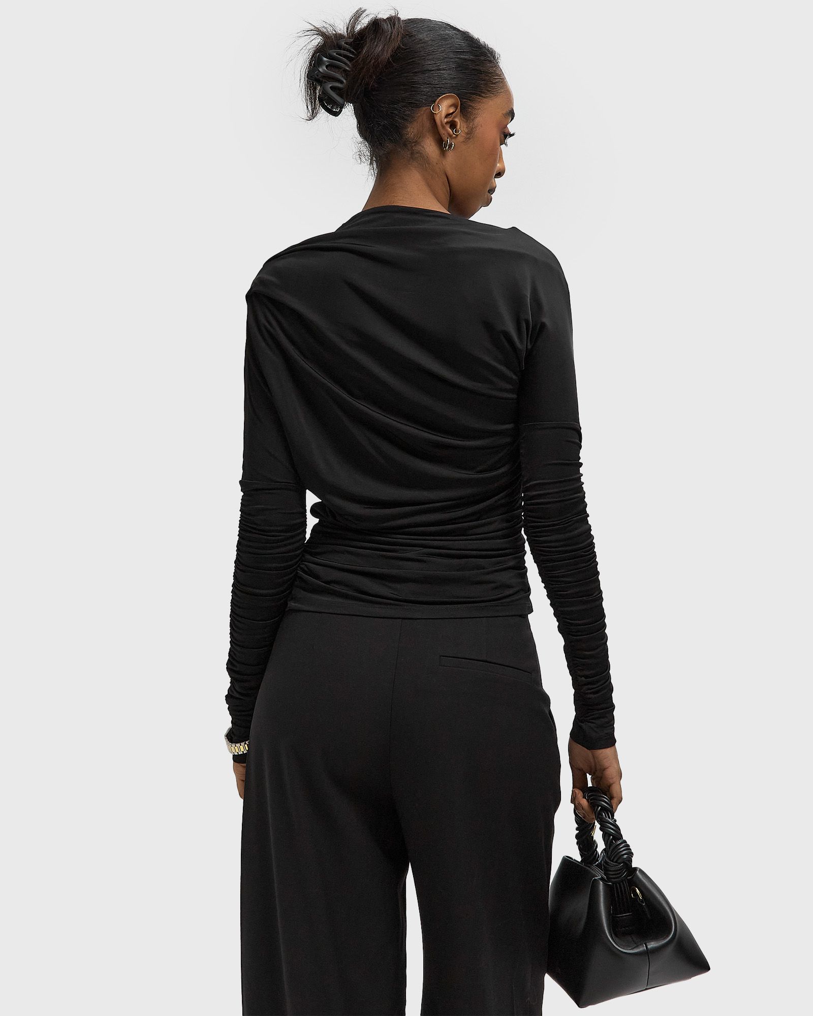 Shiny Jersey Ruched Top