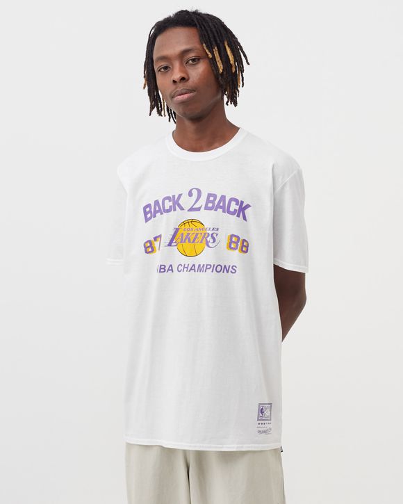 Los Angeles Lakers Back 2 Back Lakers T-Shirt By Mitchell & Ness - White -  Mens