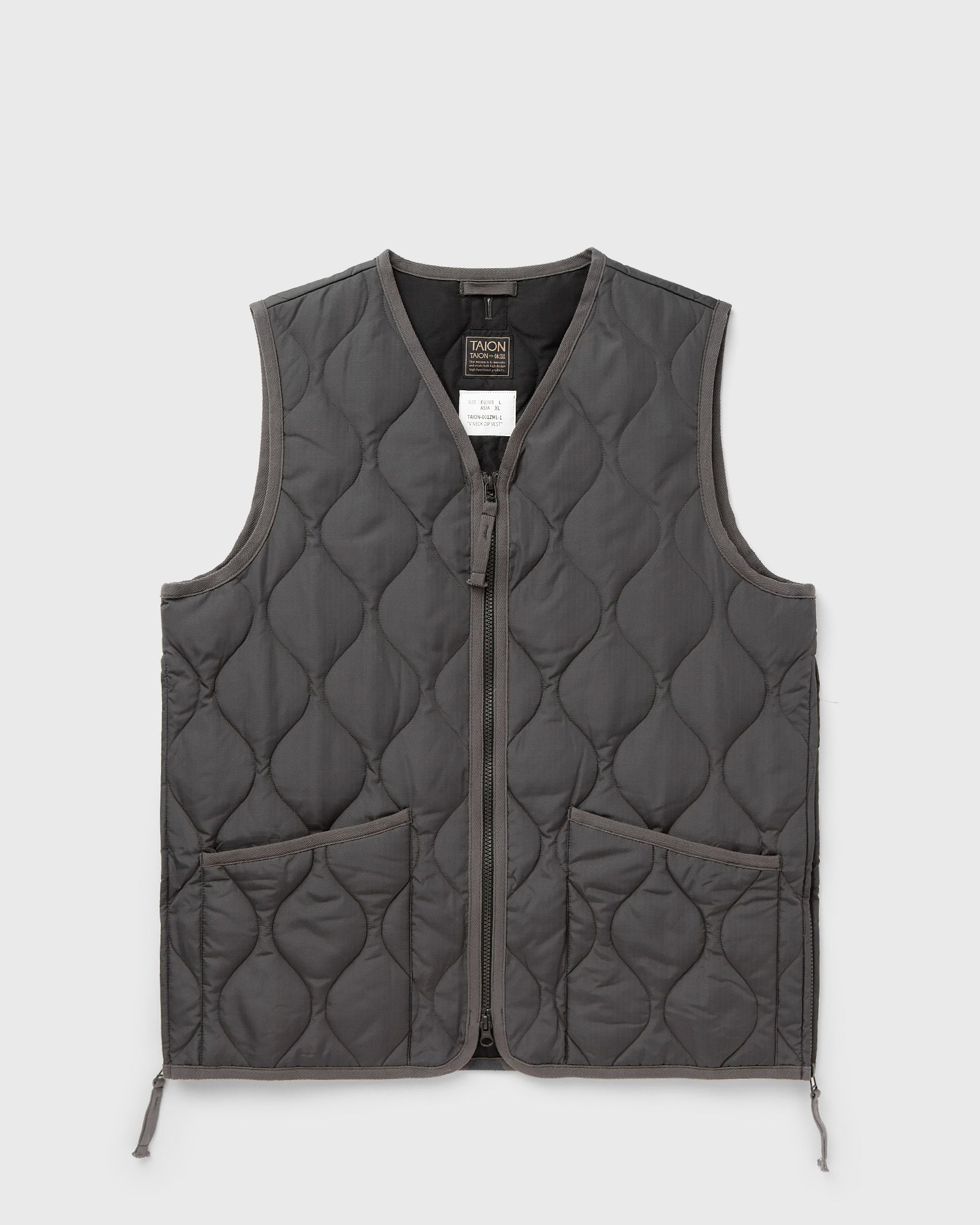 MILITARY ZIP V NECK DOWN VEST