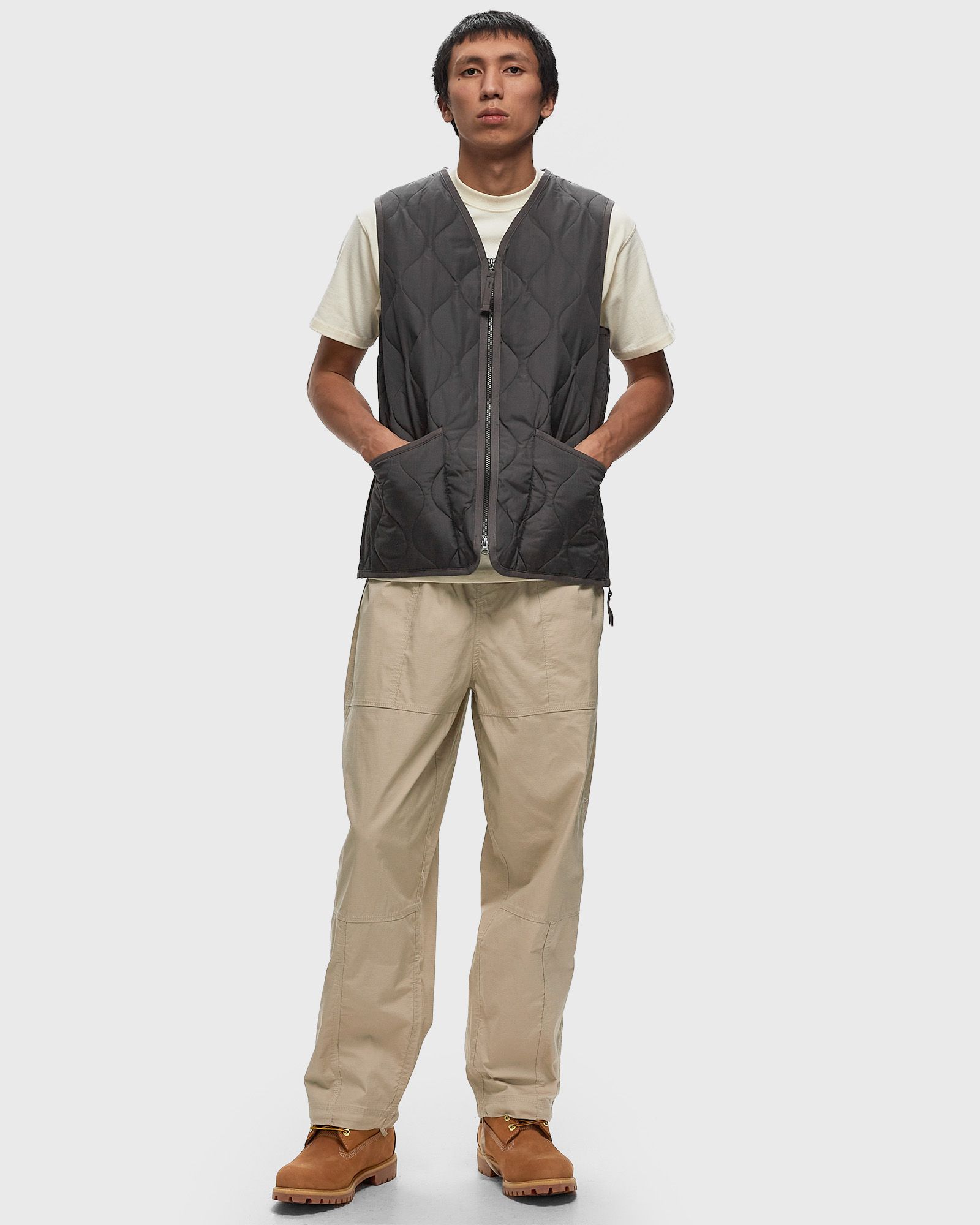 MILITARY ZIP V NECK DOWN VEST