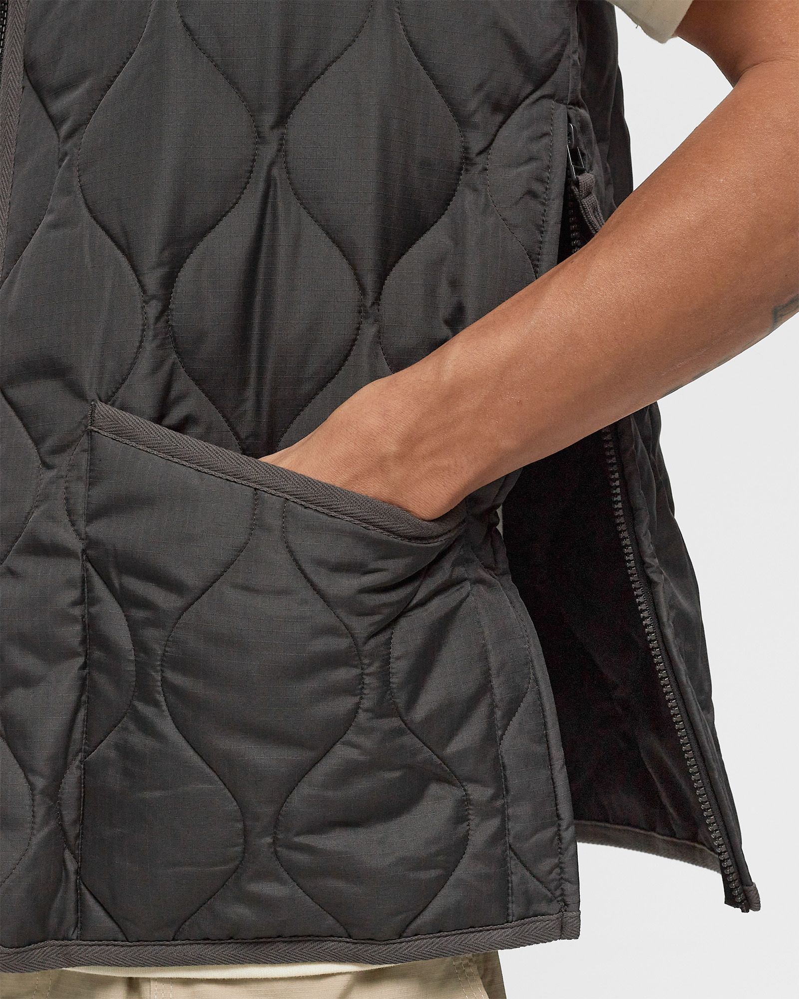 MILITARY ZIP V NECK DOWN VEST