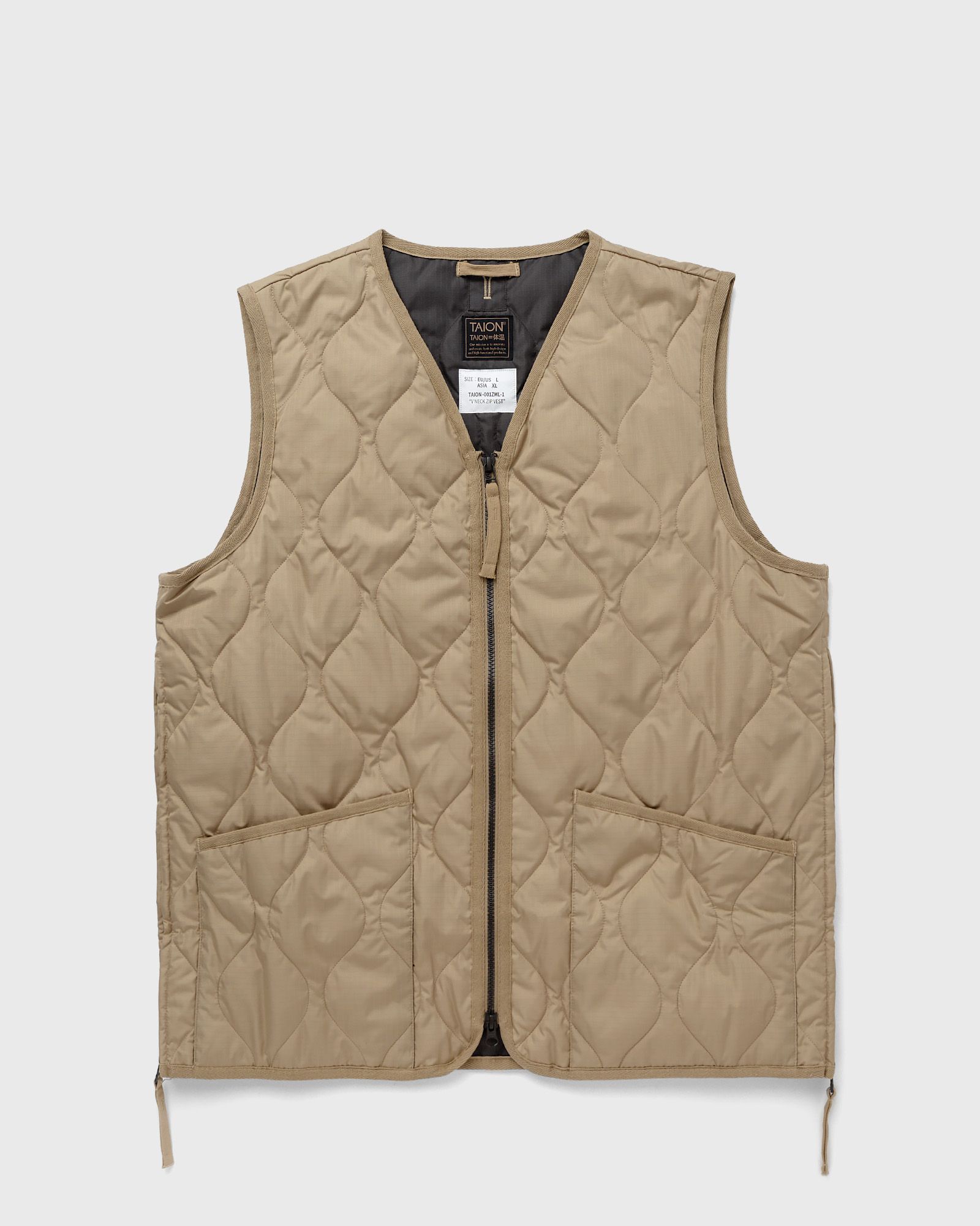 Taion - military zip v neck down vest men vests brown in größe:xl
