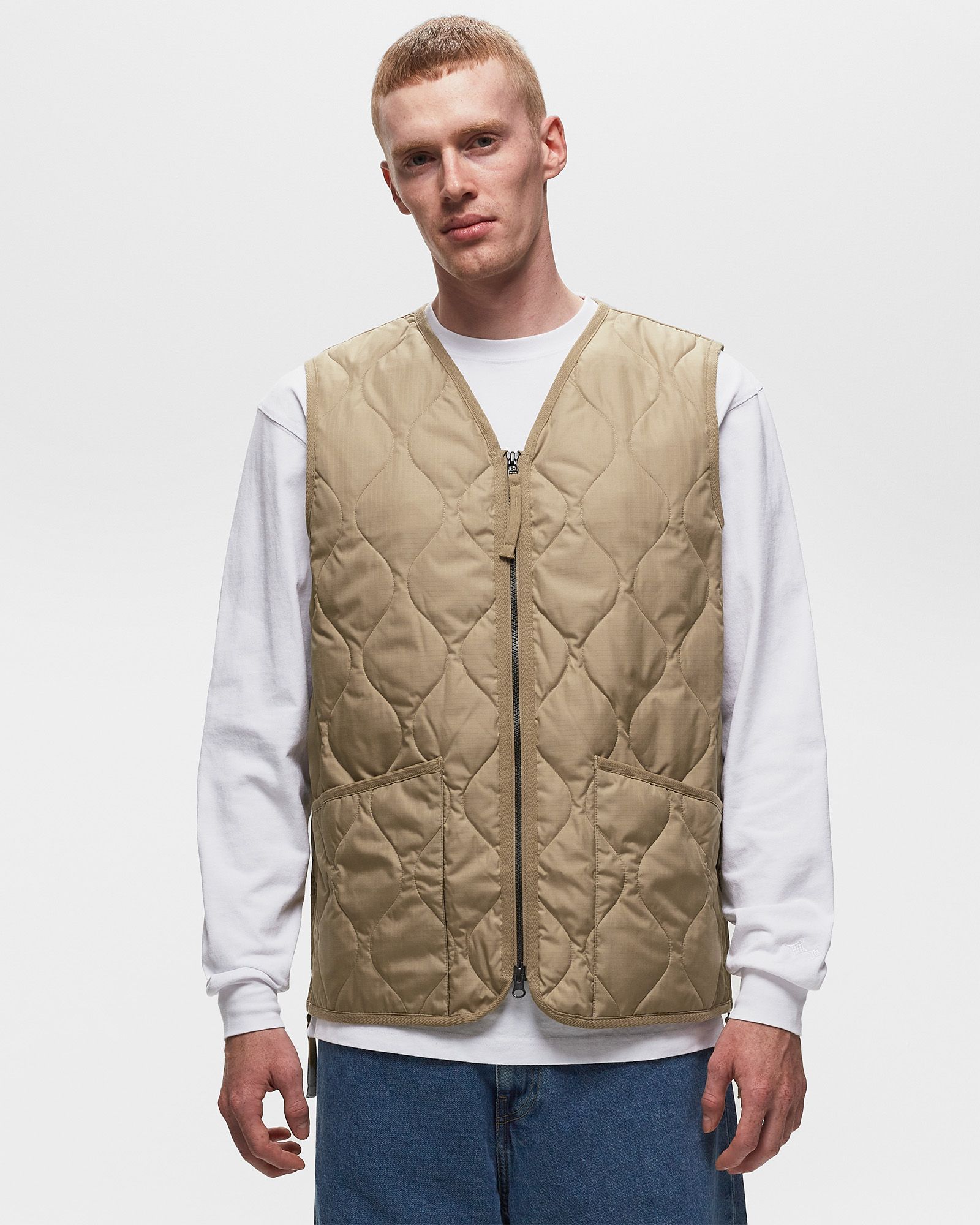 MILITARY ZIP V NECK DOWN VEST