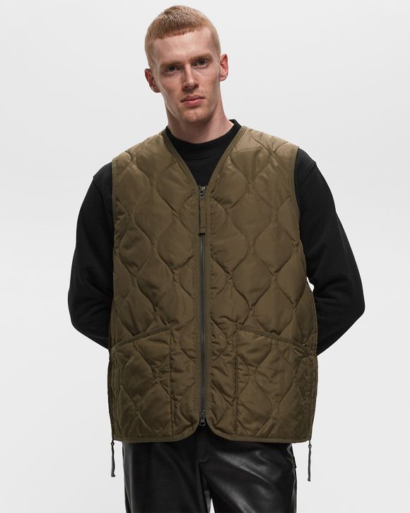 Taion MILITARY ZIP V-NECK DOWN VEST Green - D.OLIVE