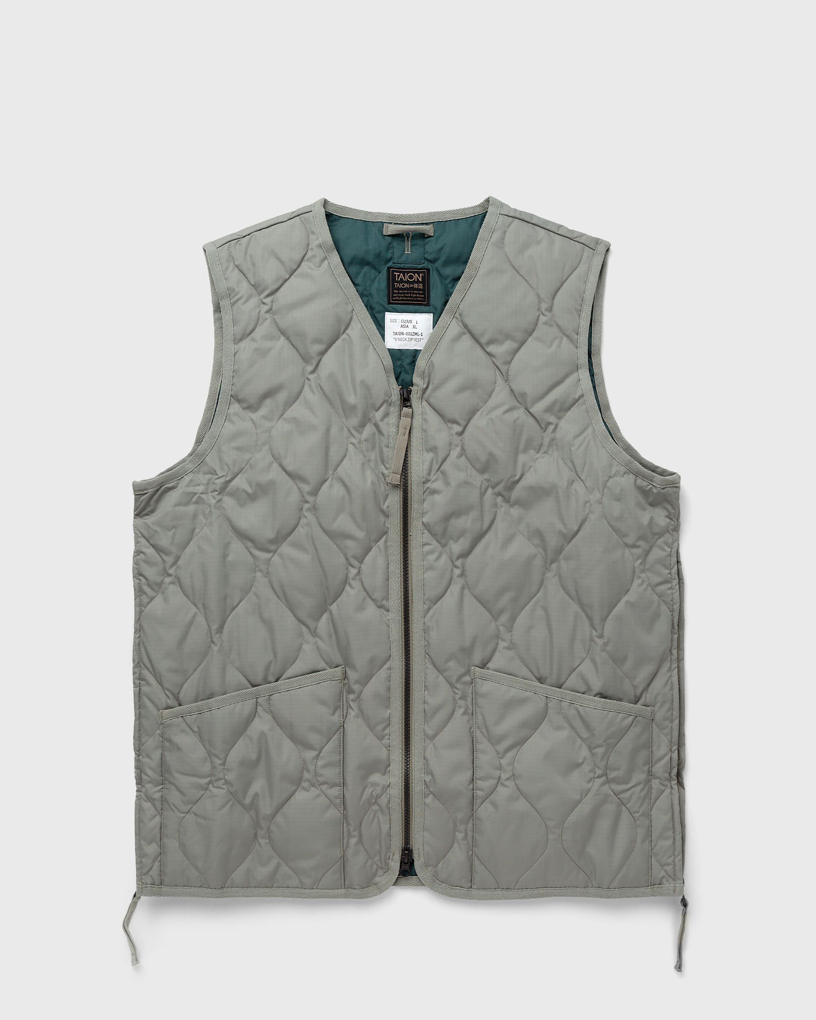 Taion - military zip v neck down vest men vests green in größe:l