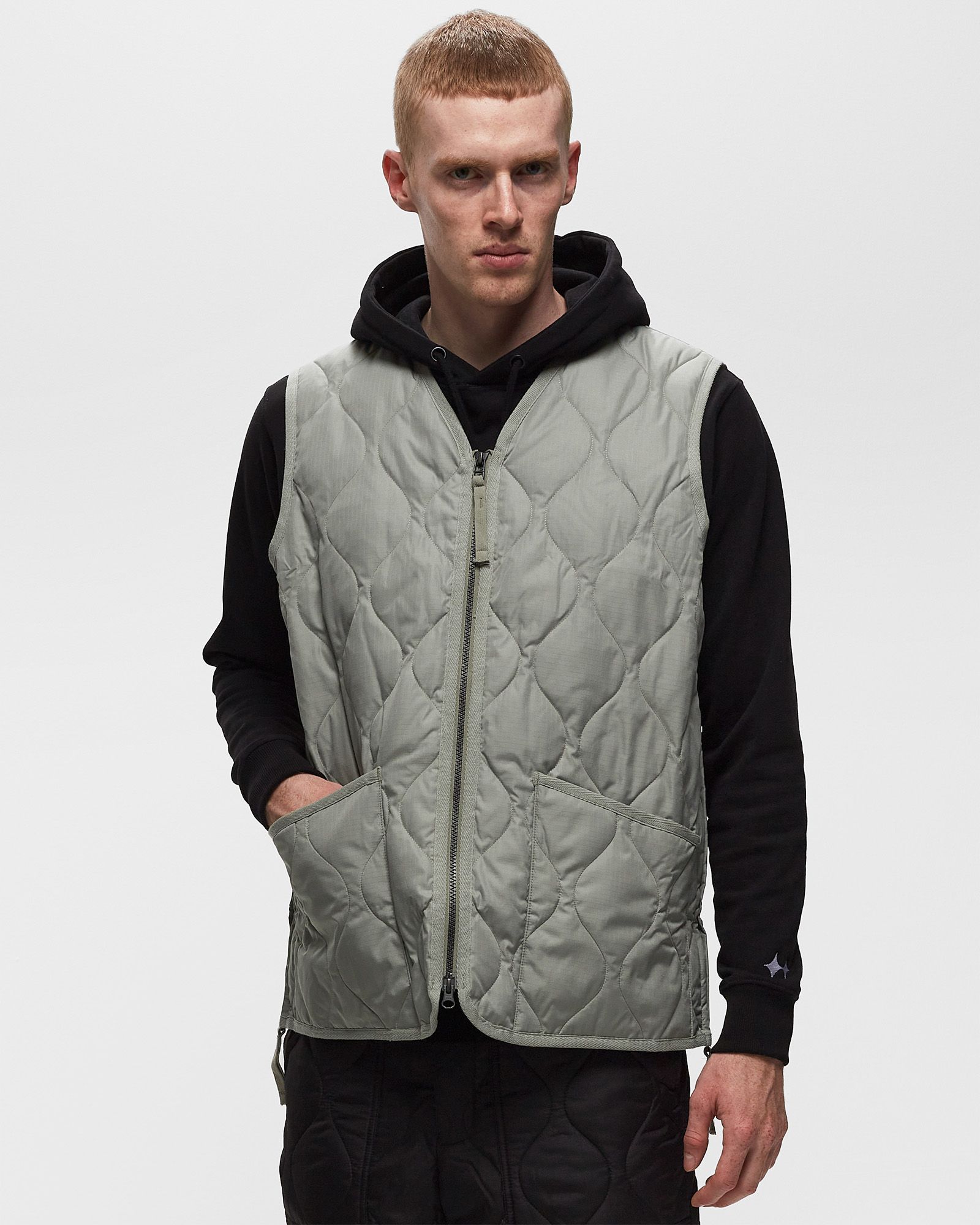 MILITARY ZIP V NECK DOWN VEST