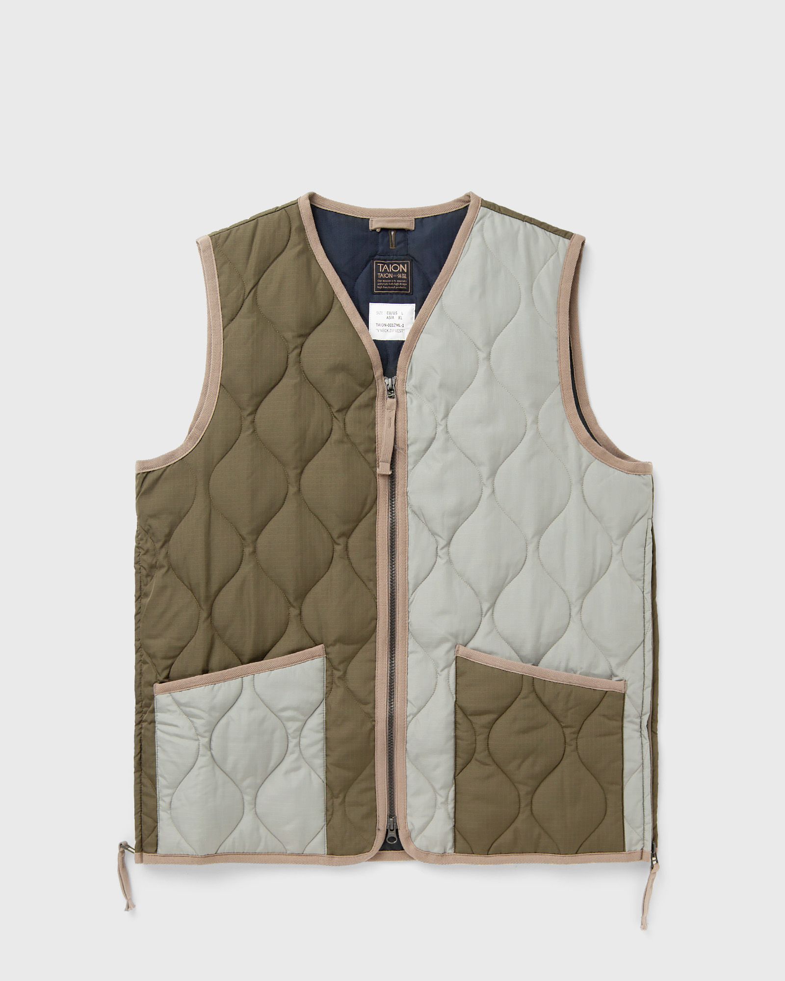 MILITARY ZIP V NECK DOWN VEST
