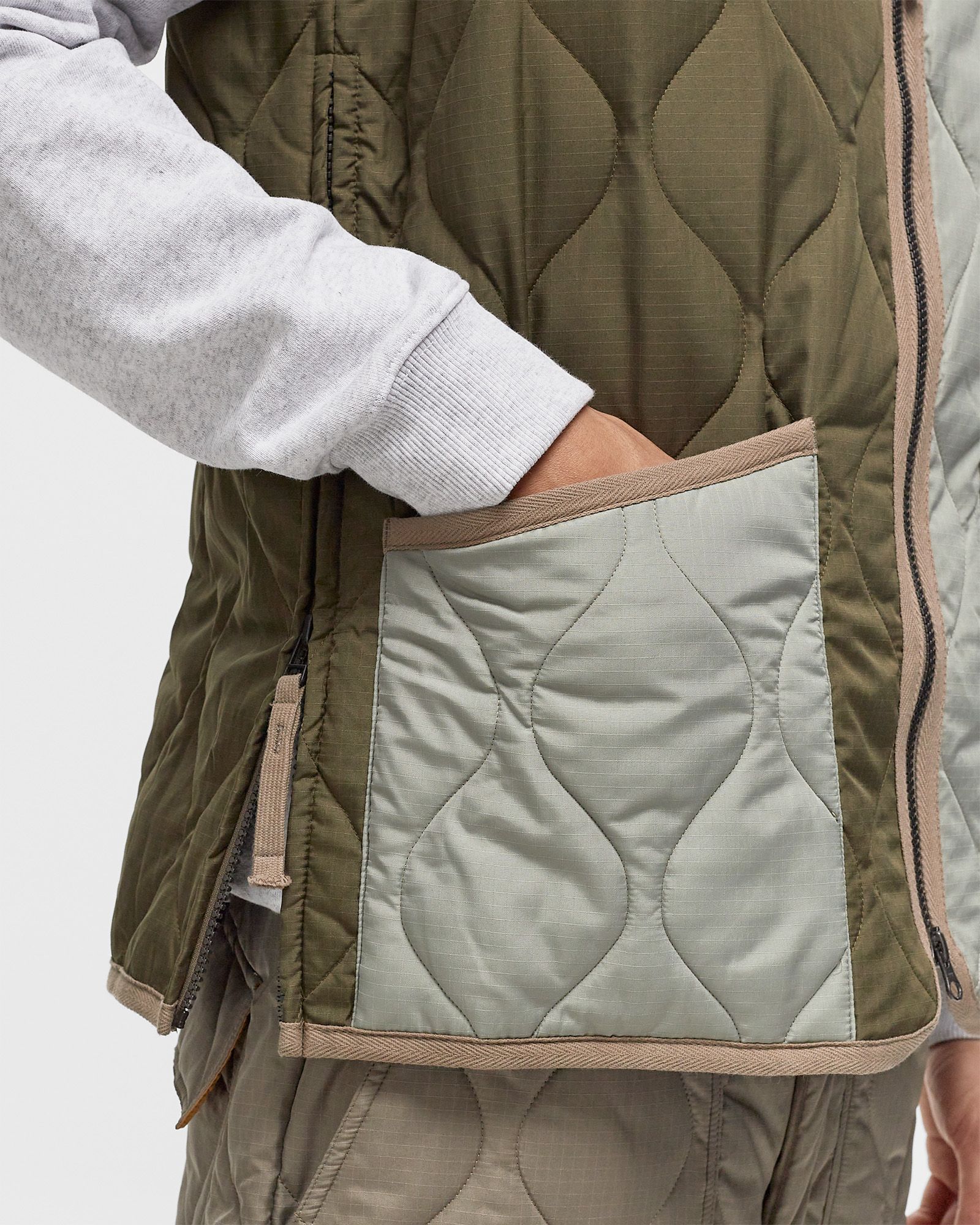 MILITARY ZIP V NECK DOWN VEST