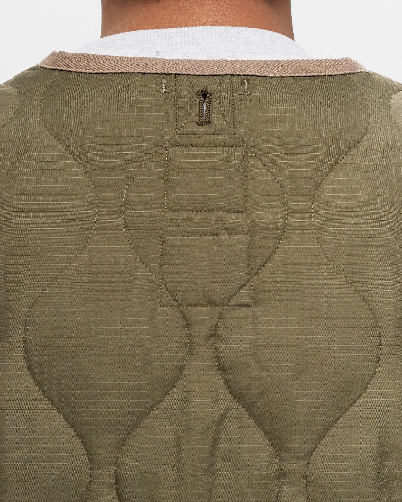 MILITARY ZIP V NECK DOWN VEST