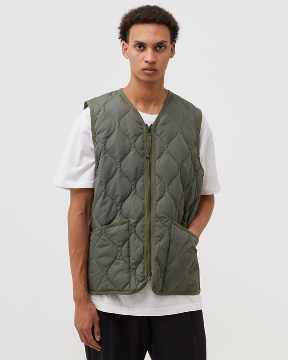 Taion MILITARY ZIP V-NECK VEST Green - OLIVE