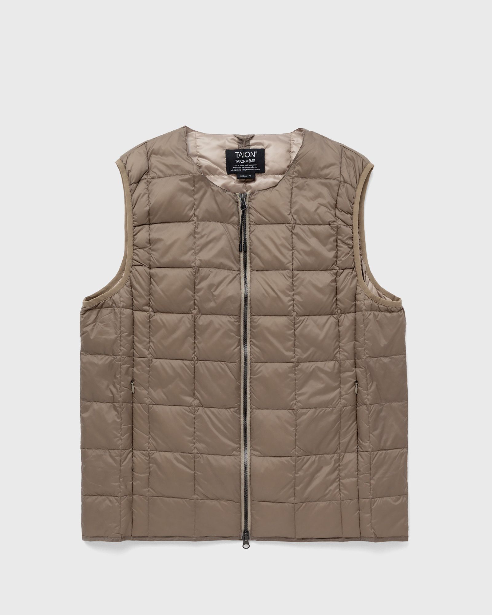 Taion - crew neck w-zip down vest men vests brown in größe:xxl