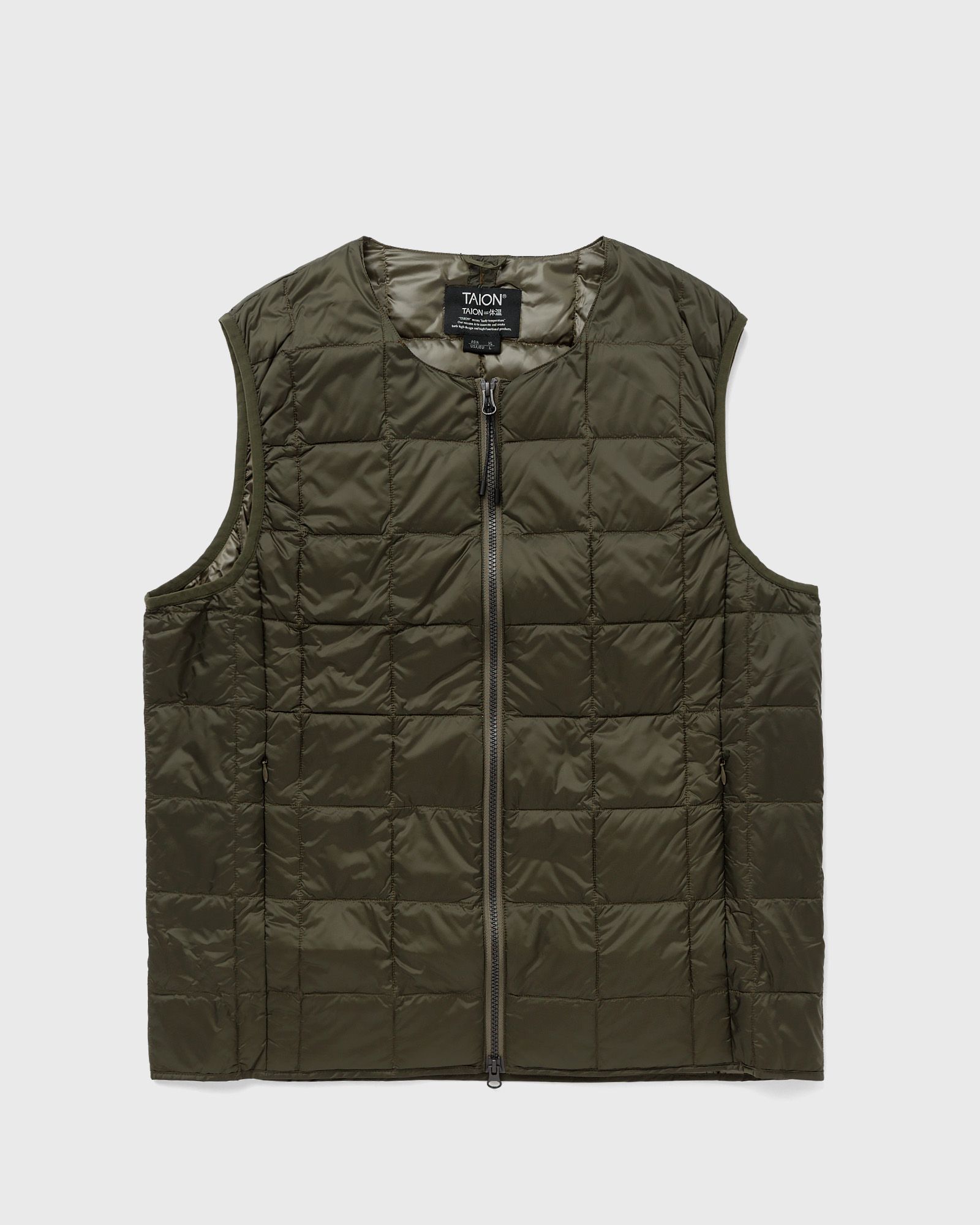 Taion - crew-neck w-zip down vest men vests green in größe:xxl