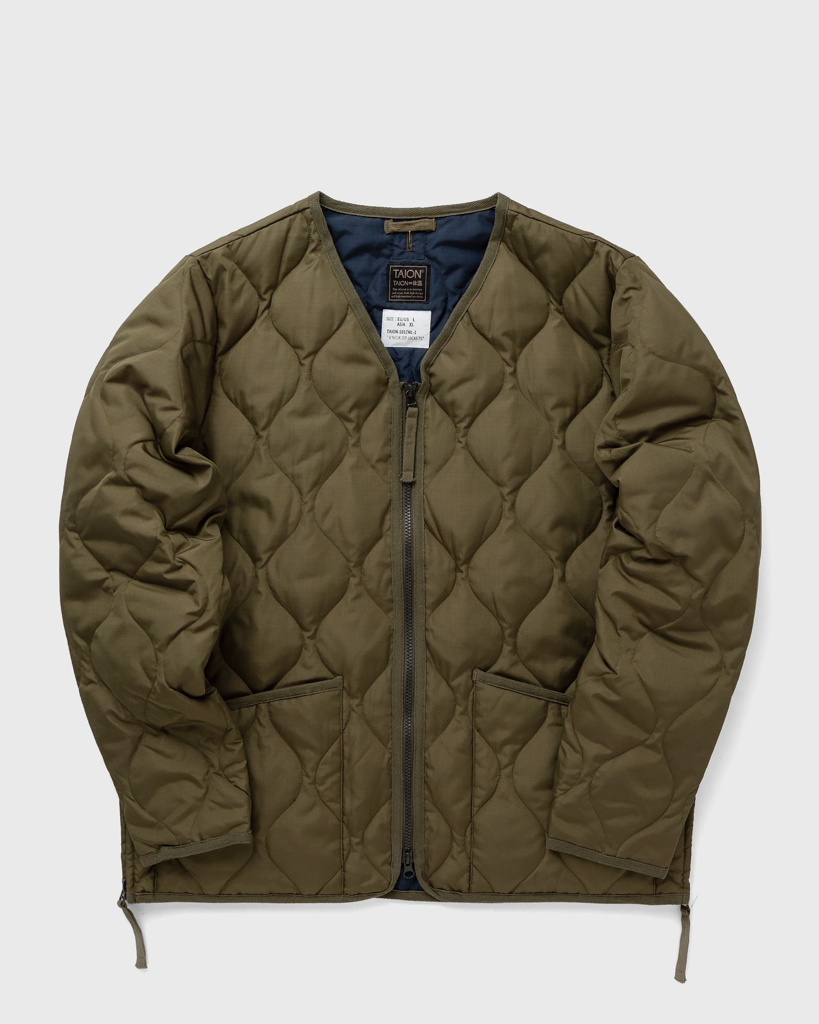 Taion - military zip v-neck jacket men windbreaker green in größe:xl