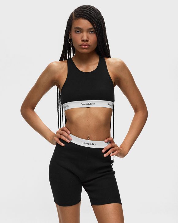 Sporty & Rich Serif Logo Bralette Black