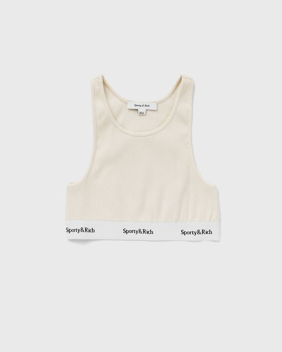 Sporty & Rich Serif Logo Cropped Tank Beige | BSTN Store