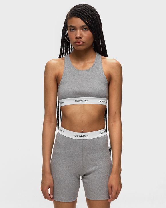 Sporty & Rich Serif Logo Bralette Grey - Heather Gray