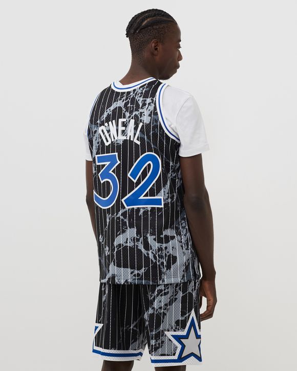 Men's Mitchell & Ness Shaquille O'Neal Black Orlando Magic 1994/95 Hardwood Classics Marble Swingman Jersey Size: Small