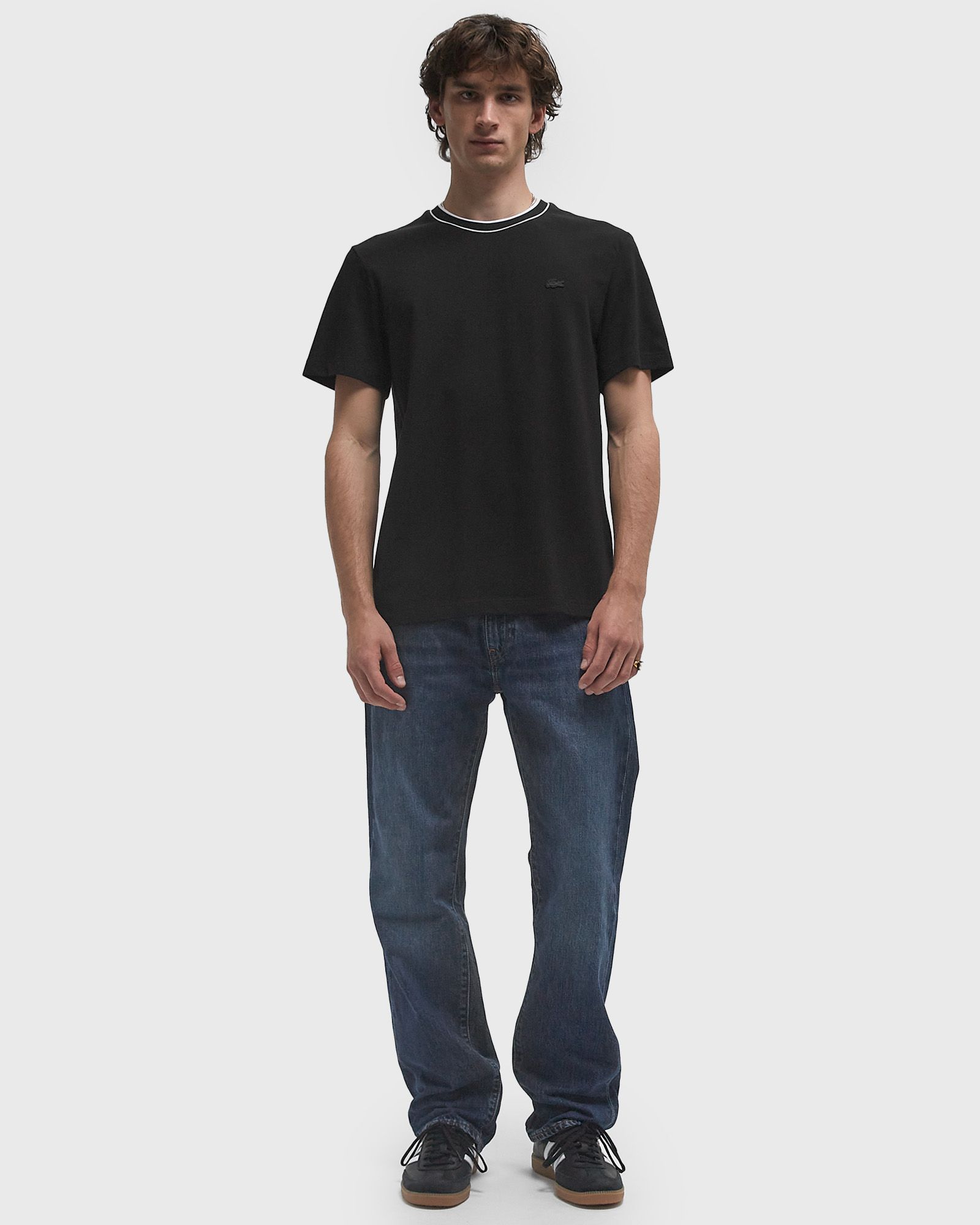 STRETCH PIQUÉ STRIPE COLLAR T-SHIRT