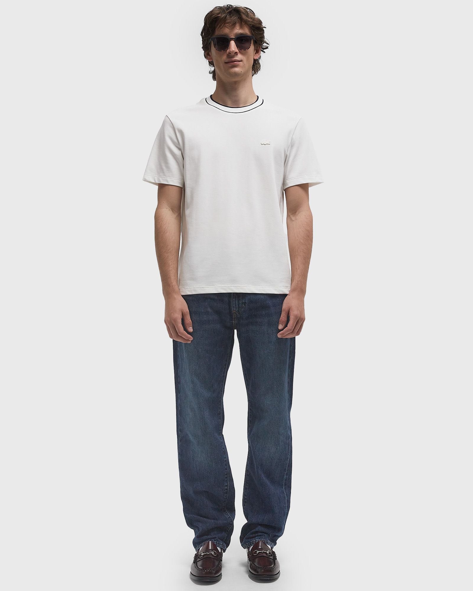 STRETCH PIQUÉ STRIPE COLLAR T-SHIRT